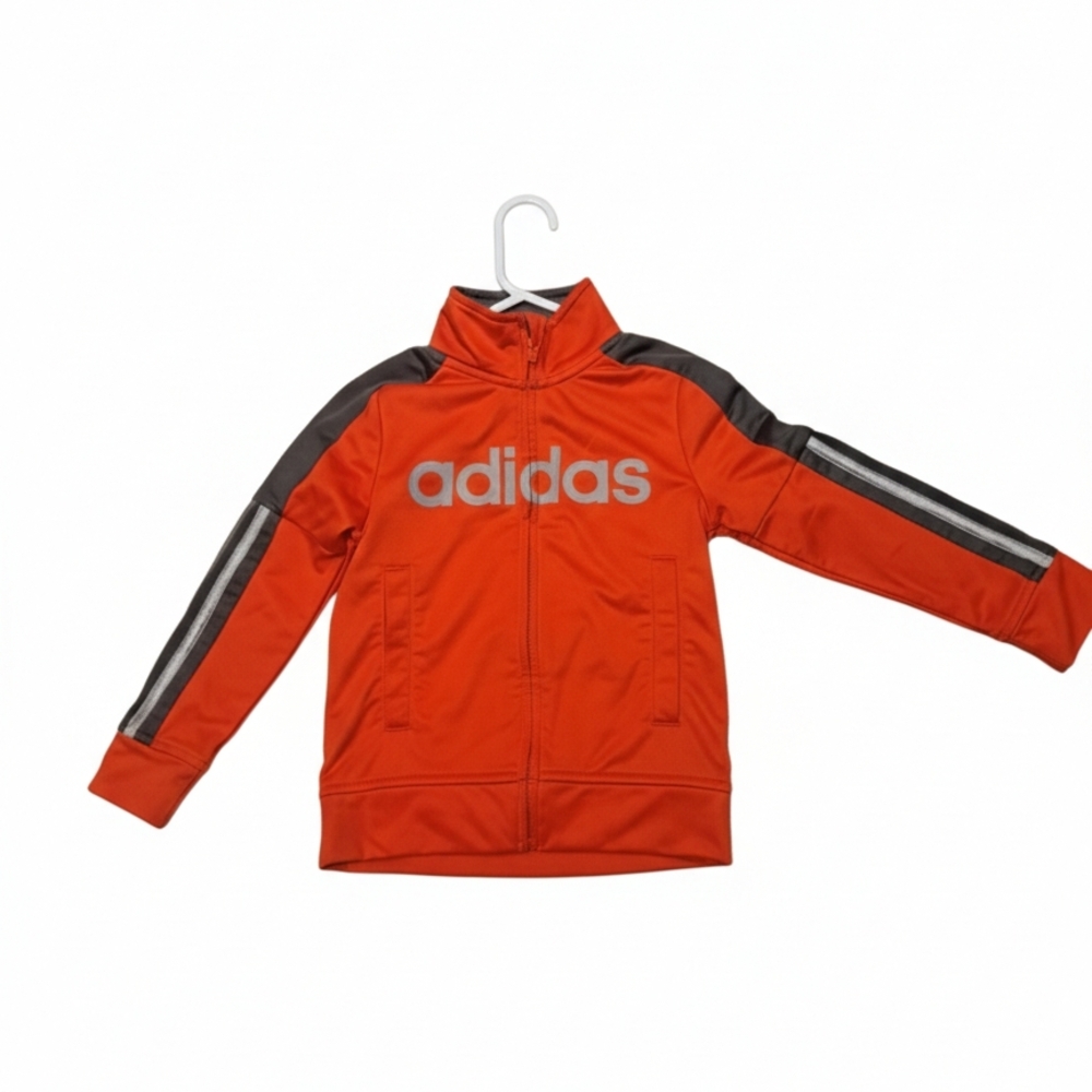 Adidas Vibrant Orange Jacket with Black and Gray Stripes